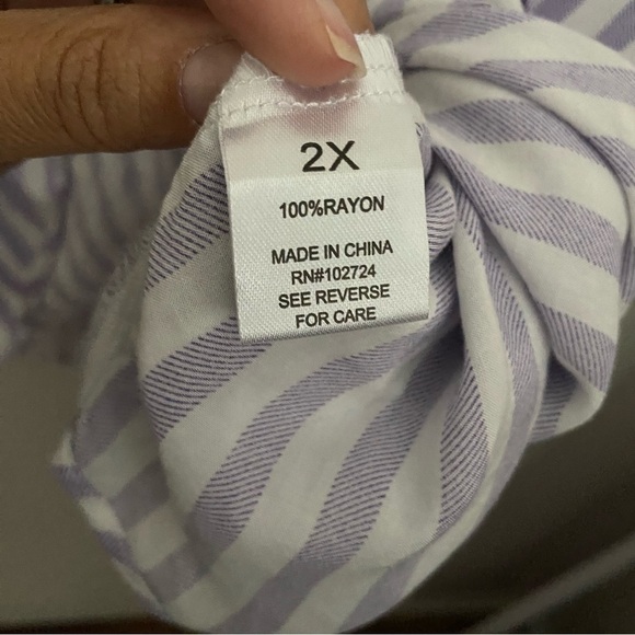 Grand & Greene Purple Stripe Flowy Top Size 2X - Picture 6 of 7